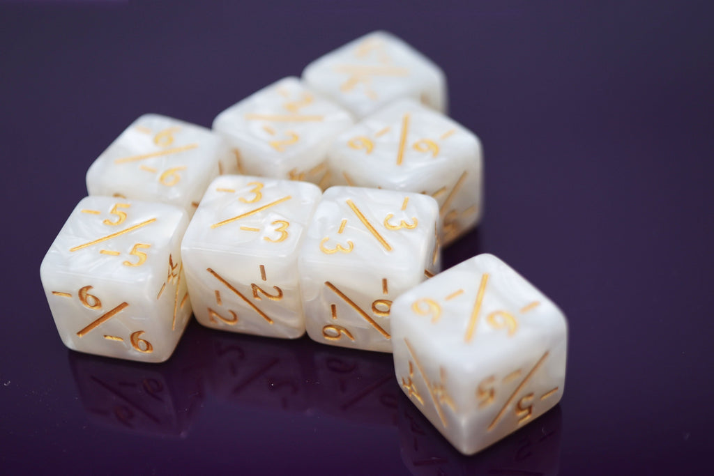 -1/-1 Pearl White Counters for Magic - set of 8 Plastic Dice Foam Brain Games