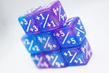 Blue & Purple Glitter +1/+1 Magic Counters Plastic Dice Foam Brain Games