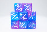 Blue & Purple Glitter +1/+1 Magic Counters Plastic Dice Foam Brain Games