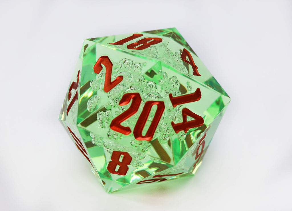 55mm Titan D20 - Sharp Edge Green Bubbles Plastic Dice Foam Brain Games