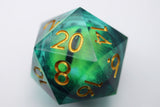 35mm Moving Eye D20 - Green Cyclops Eye Plastic Dice Foam Brain Games