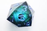 35mm Moving Eye D20 - Blue Cyclops Eye Plastic Dice Foam Brain Games