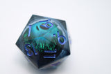 35mm Moving Eye D20 - Blue Cyclops Eye Plastic Dice Foam Brain Games