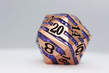 35mm Metal D20 - Copper with Purple Mica Metal Dice Foam Brain Games