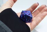 35mm Metal D20 - Purple with Blue Mica Metal Dice Foam Brain Games
