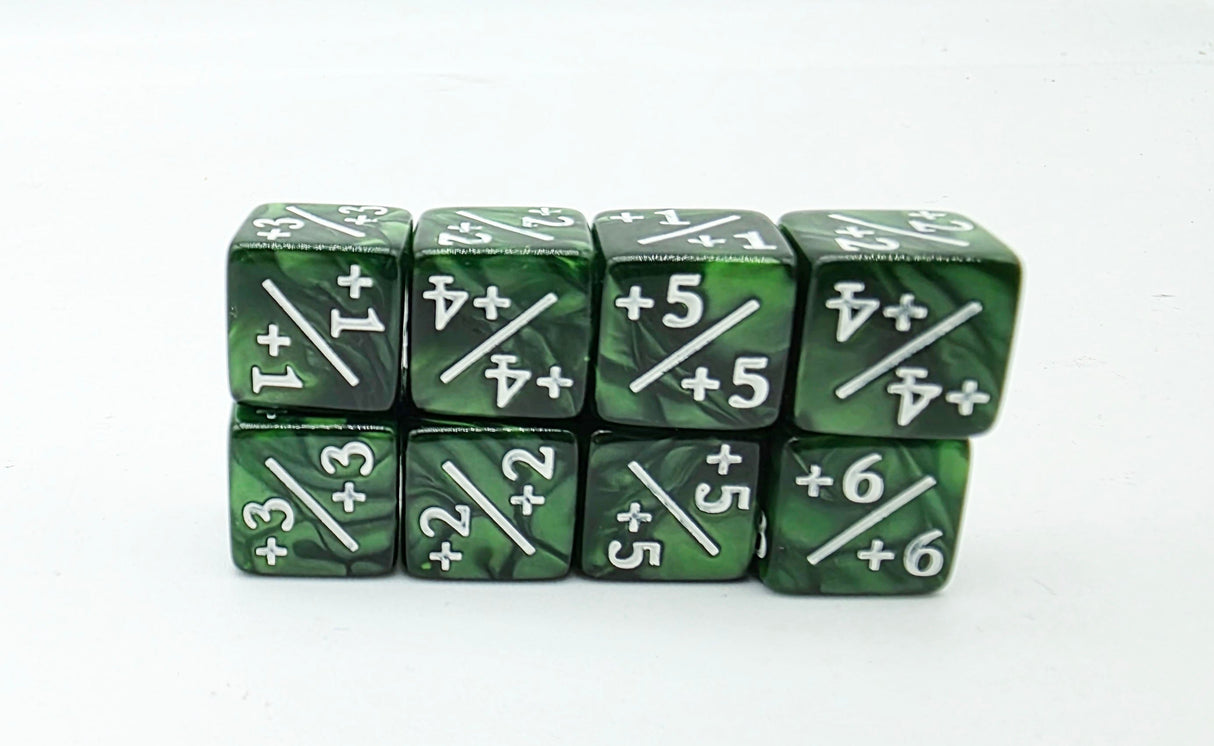 Pearl Green +1/+1 Magic Counters Plastic Dice Foam Brain Games