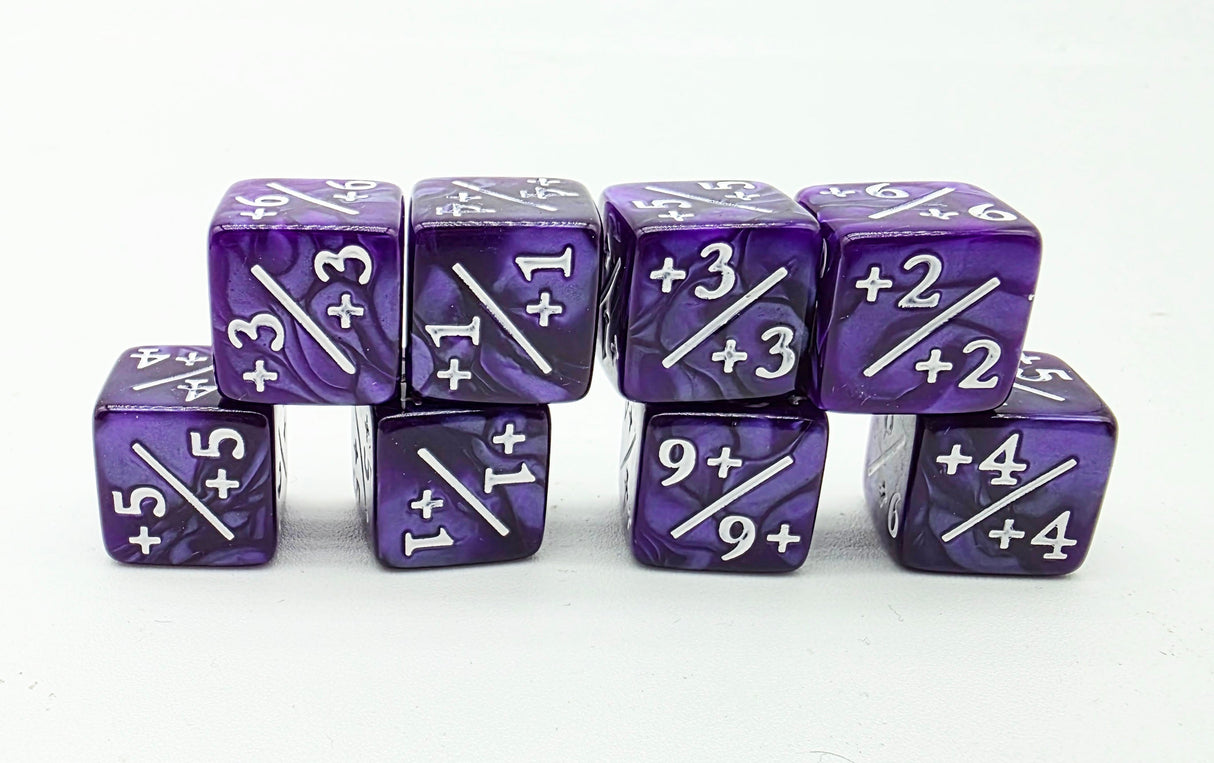 Pearl Purple +1/+1 Magic Counters Plastic Dice Foam Brain Games