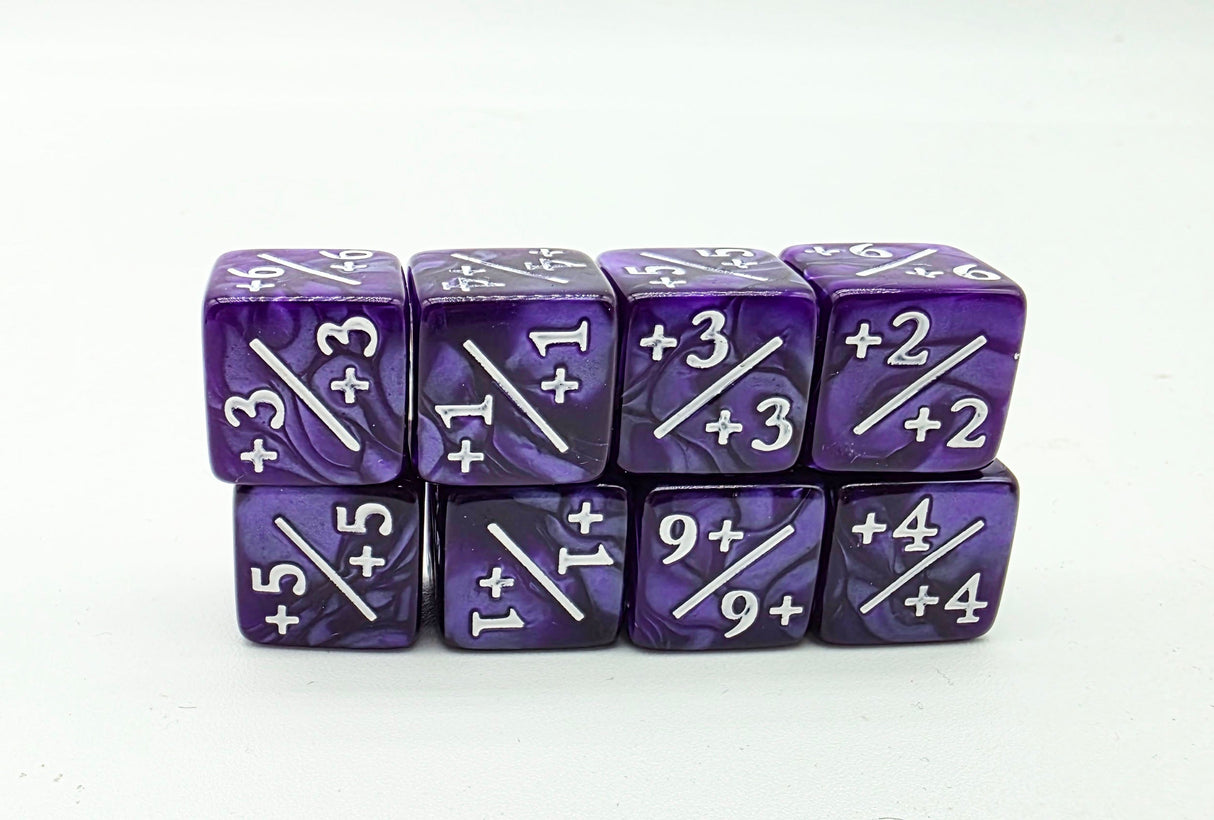 Pearl Purple +1/+1 Magic Counters Plastic Dice Foam Brain Games