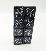 Pearl Black with White +1/+1 Magic Counters Plastic Dice Foam Brain Games