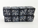 Pearl Black with White +1/+1 Magic Counters Plastic Dice Foam Brain Games