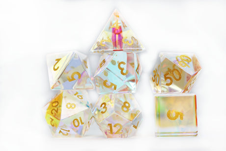 Iridescent Crystal - Gemstone Engraved with Gold Stone Dice Foam Brain Games