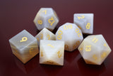 Gray Agate - Gemstone Engraved with Gold Stone Dice Foam Brain Games