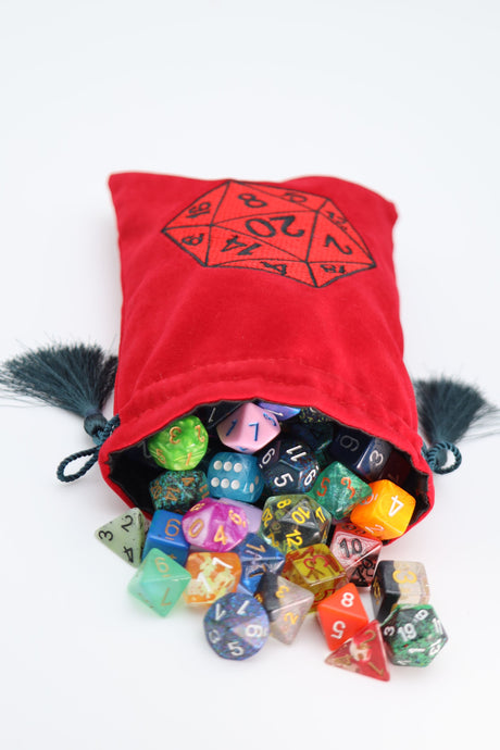 Dice Bag - Red D20 Dice Bag Foam Brain Games