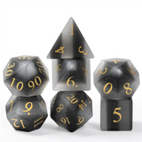 Frosted Cat's Eye Black and White - Gemstone Engraved with Gold Stone Dice Foam Brain Games