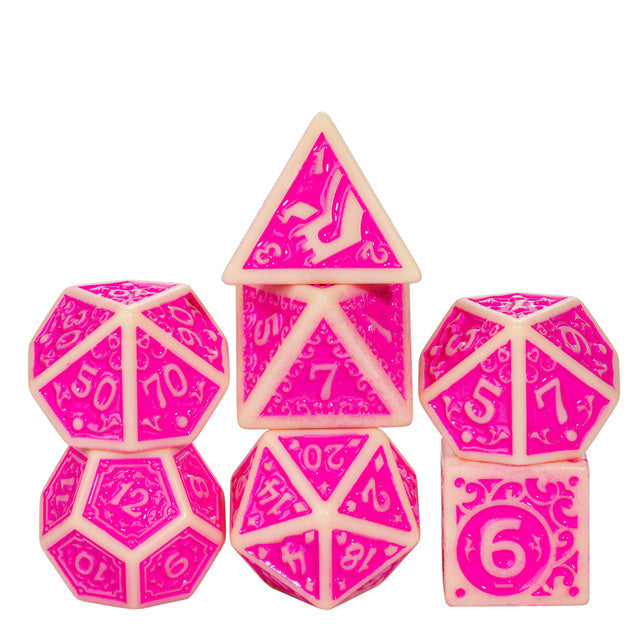 Fuscia Depths RPG Dice Set Plastic Dice Foam Brain Games