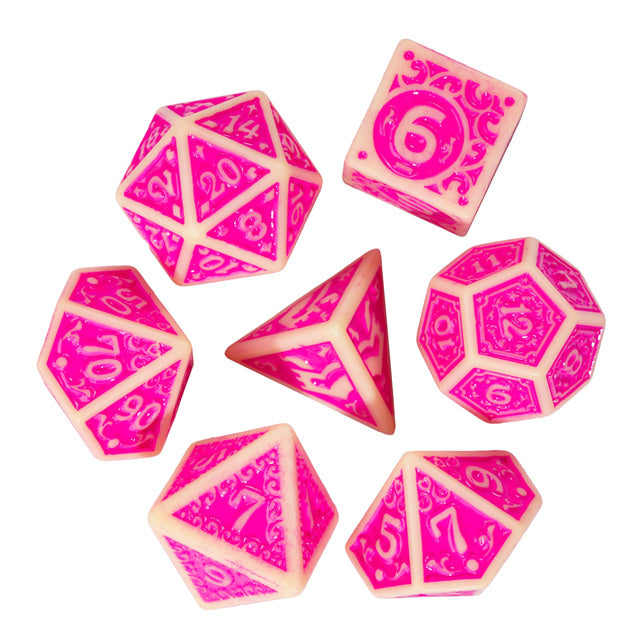 Fuscia Depths RPG Dice Set Plastic Dice Foam Brain Games