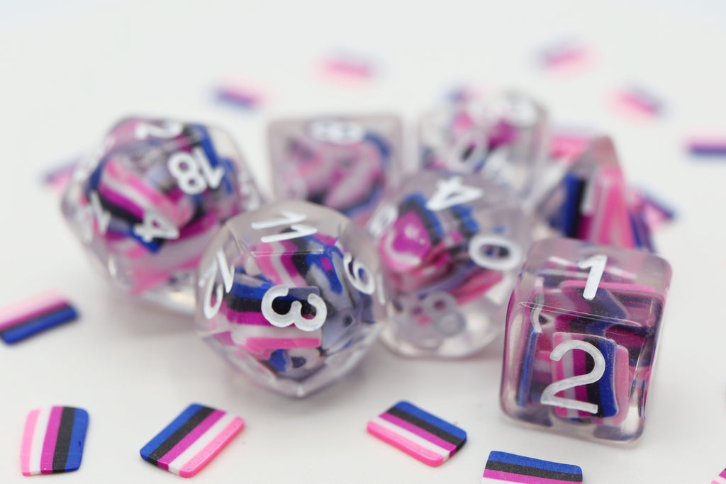 Genderfluid Flag RPG Dice Set Plastic Dice Foam Brain Games