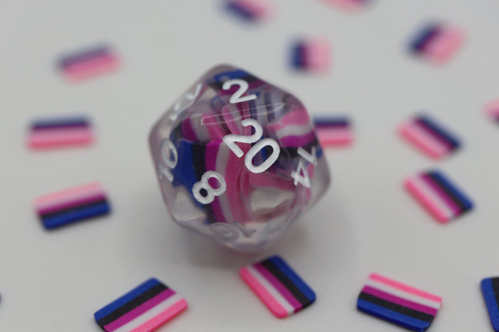 Genderfluid Flag RPG Dice Set Plastic Dice Foam Brain Games