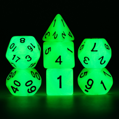 Glow in the Dark - Blue and Green RPG Dice Set Plastic Dice Foam Brain Games