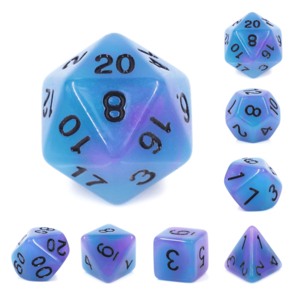 Glow in the Dark Supernova RPG Dice Set Plastic Dice Foam Brain Games