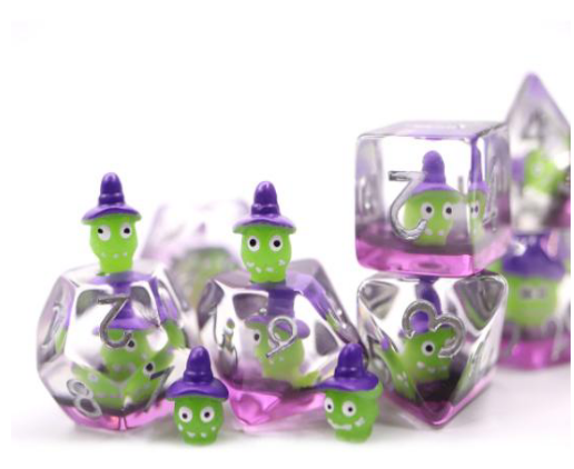 Wacky Witches RPG Dice Set Plastic Dice Foam Brain Games