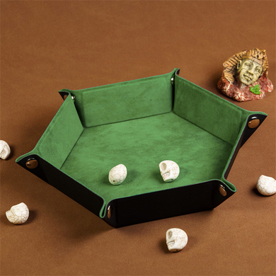 Leatherette & Velvet Dice Tray (Grass Green Hex) Dice Tray Foam Brain Games