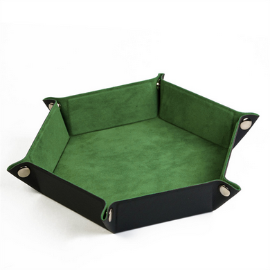 Leatherette & Velvet Dice Tray (Grass Green Hex) Dice Tray Foam Brain Games