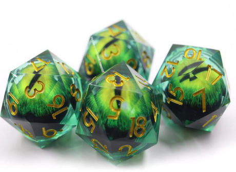 35mm Moving Eye D20 - Green Cyclops Eye Plastic Dice Foam Brain Games