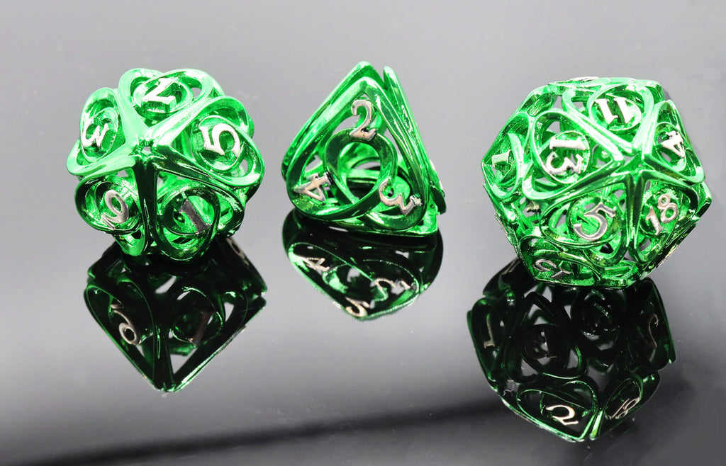 Hollow Hearts: Green - Metal RPG Dice Set Metal Dice Foam Brain Games