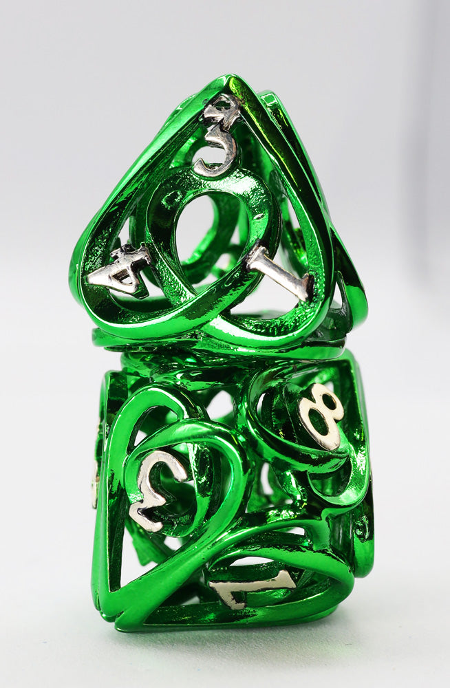 Hollow Hearts: Green - Metal RPG Dice Set Metal Dice Foam Brain Games