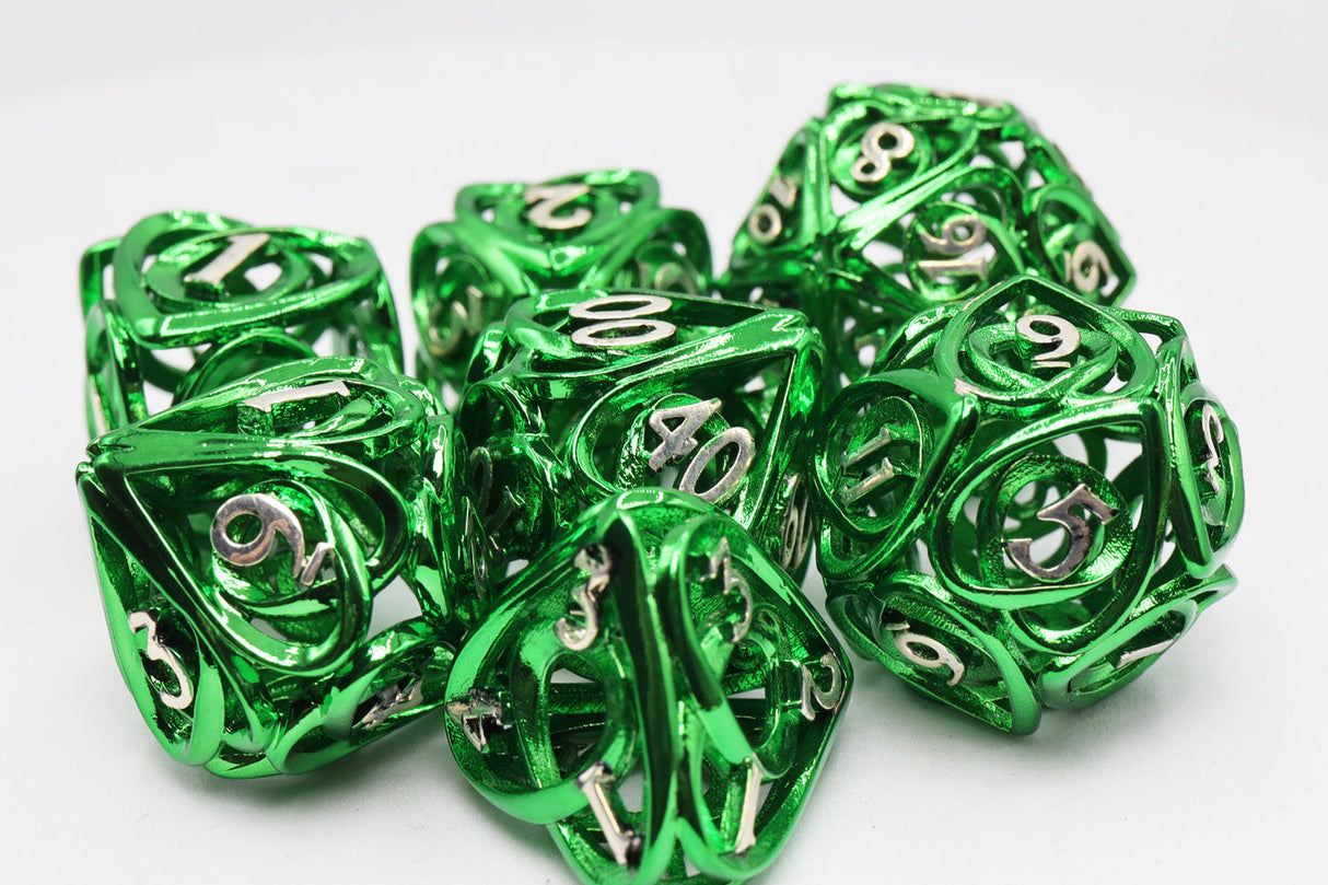 Hollow Hearts: Green - Metal RPG Dice Set Metal Dice Foam Brain Games