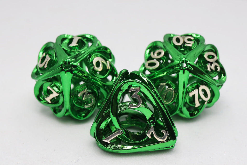 Hollow Hearts: Green - Metal RPG Dice Set Metal Dice Foam Brain Games