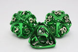 Hollow Hearts: Green - Metal RPG Dice Set Metal Dice Foam Brain Games