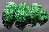 Hollow Hearts: Green - Metal RPG Dice Set Metal Dice Foam Brain Games