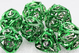 Hollow Hearts: Jeweled Green - Metal RPG Dice Set Metal Dice Foam Brain Games