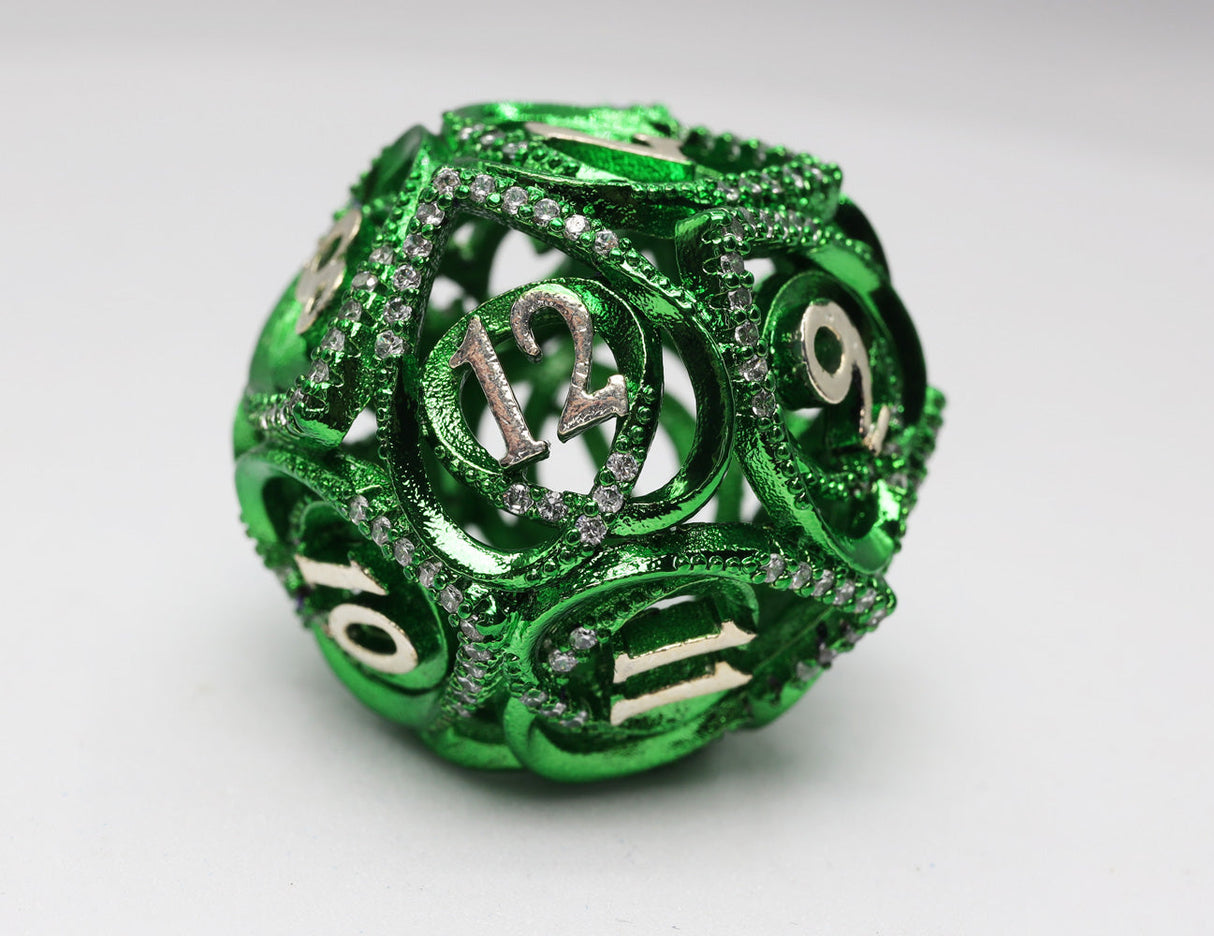 Hollow Hearts: Jeweled Green - Metal RPG Dice Set Metal Dice Foam Brain Games