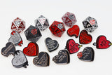 Mystery Loot: Grim Hearts Complete Set ** NOT A MYSTERY PRODUCT ** Plastic Dice Foam Brain Games