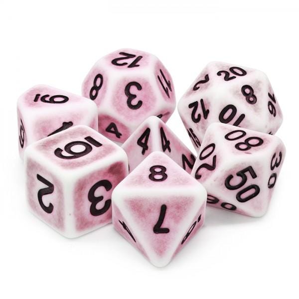 Pink Ancient RPG Dice Set Plastic Dice Foam Brain Games