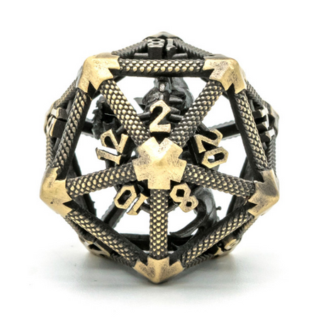 Hollow Dragon Keep D20 - Bronze Metal Dice Foam Brain Games