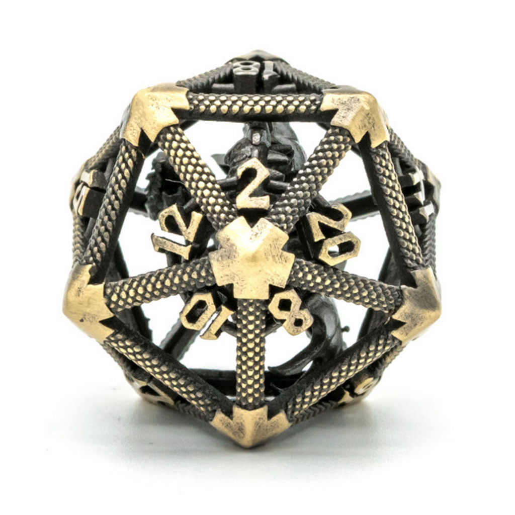 Hollow Dragon Keep D20 - Bronze Metal Dice Foam Brain Games