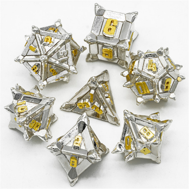 Warrior's Flail: Holy - Metal RPG Dice Set Metal Dice Foam Brain Games