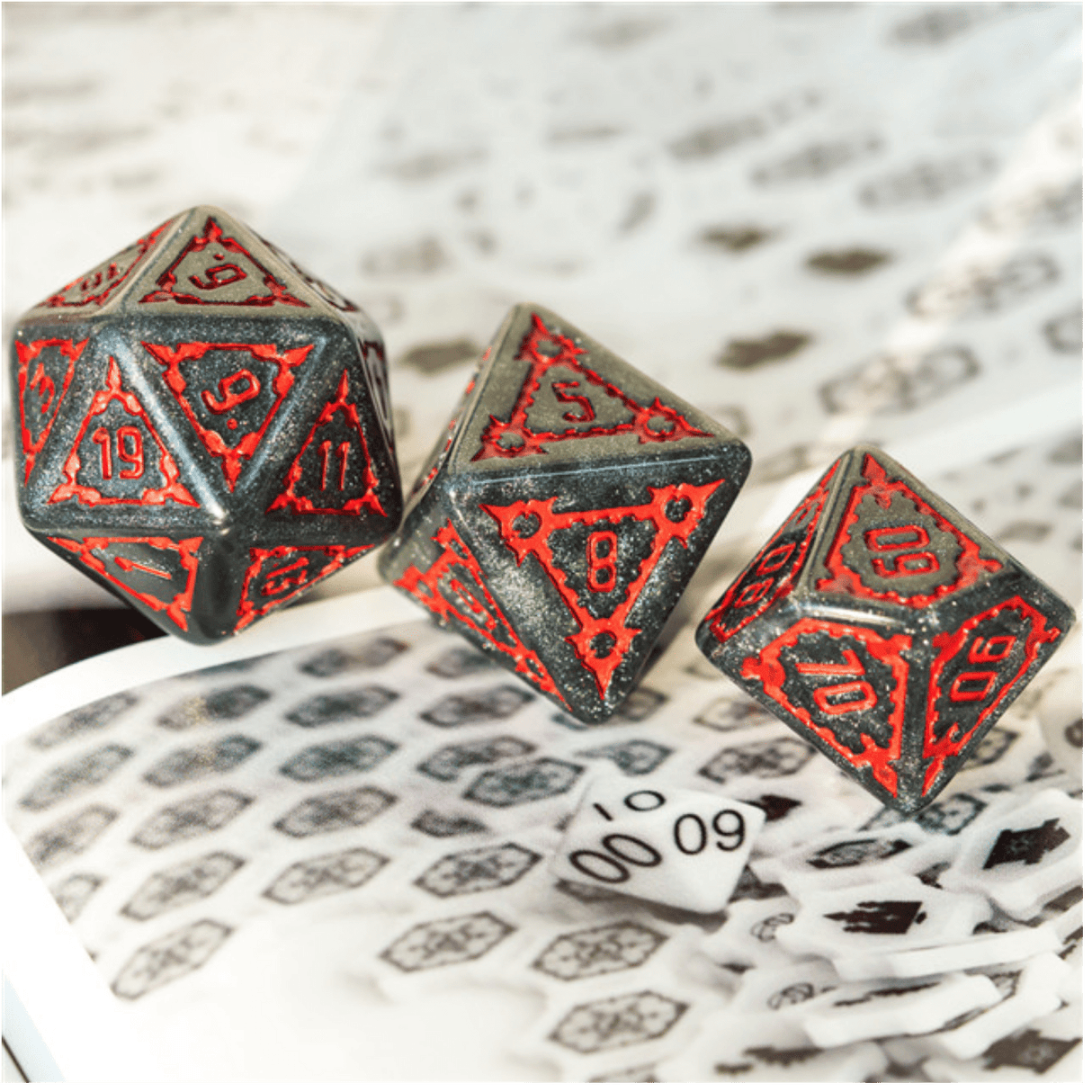 Huge Black Castle Dice Set - 25mm Plastic Dice Foam Brain Games