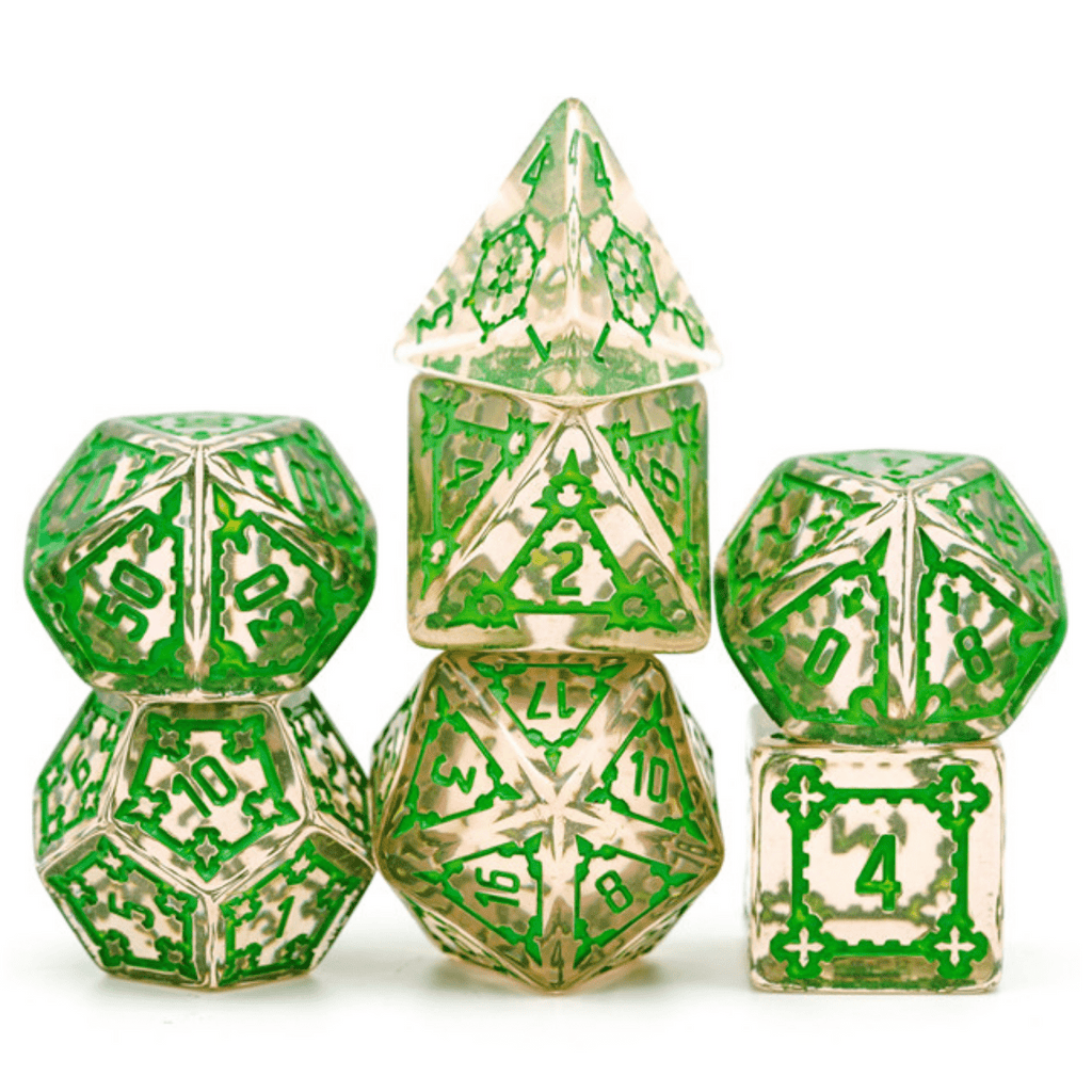 Huge Fluorite Castle Dice Set - 25mm Plastic Dice Foam Brain Games