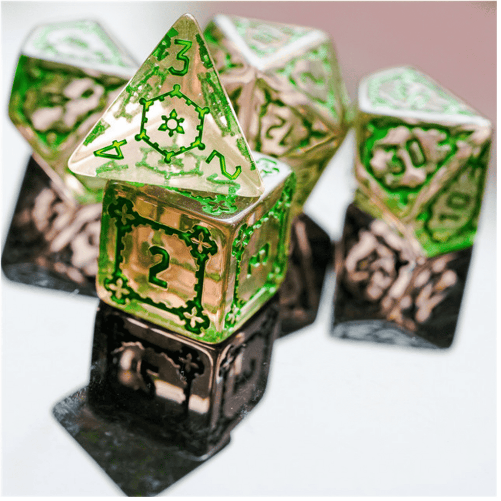 Huge Fluorite Castle Dice Set - 25mm Plastic Dice Foam Brain Games