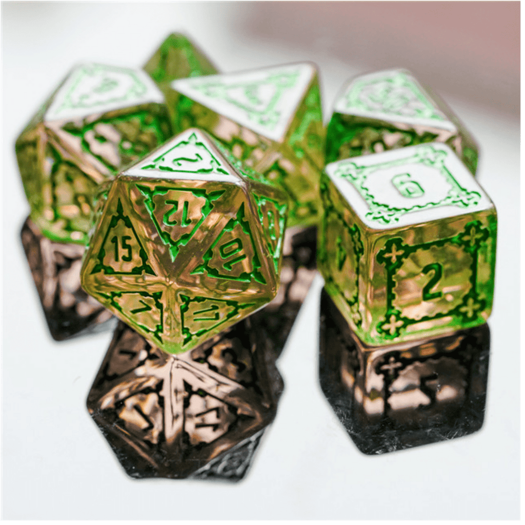 Huge Fluorite Castle Dice Set - 25mm Plastic Dice Foam Brain Games