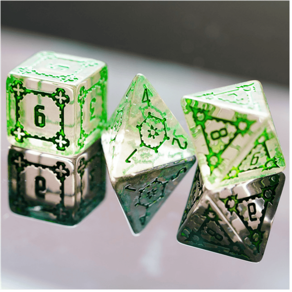 Huge Fluorite Castle Dice Set - 25mm Plastic Dice Foam Brain Games