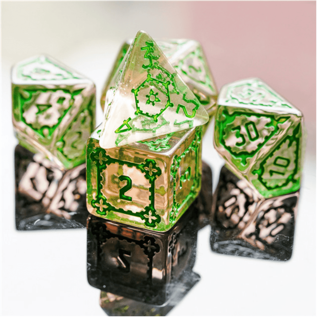 Huge Fluorite Castle Dice Set - 25mm Plastic Dice Foam Brain Games