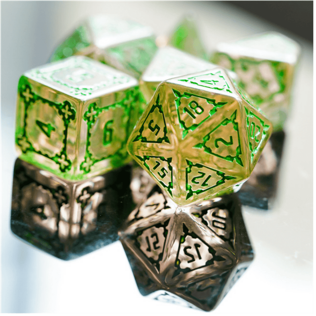 Huge Fluorite Castle Dice Set - 25mm Plastic Dice Foam Brain Games