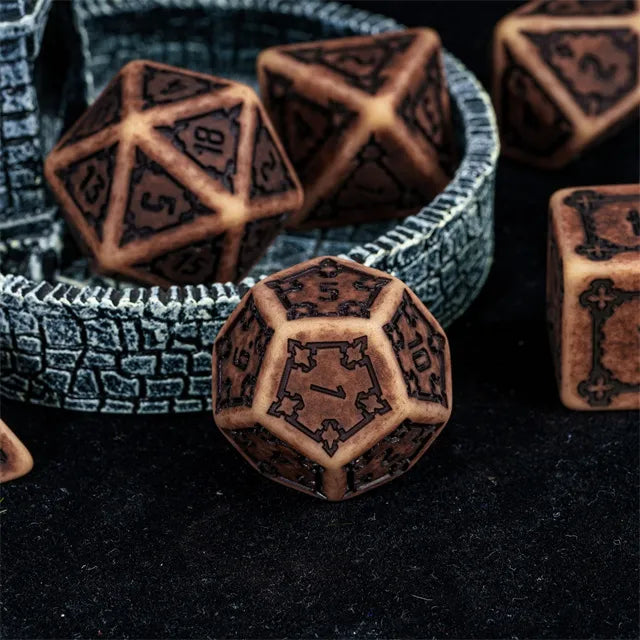 Huge Parchment Castle Dice Set - 25mm Plastic Dice Foam Brain Games