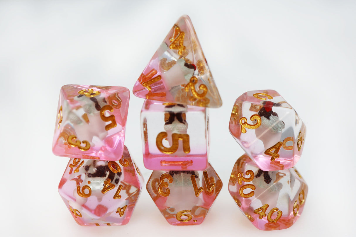 Pastry Pets: Ice Cream Sundae Budgie - Pin & RPG Dice Set Plastic Dice & Pin Set Foam Brain Games